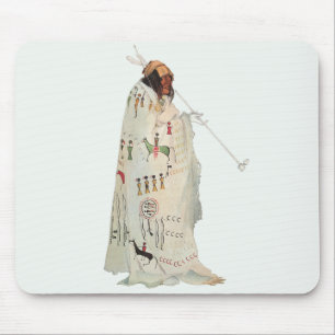 Indischer Krieger mit Pipe Portrait von Karl Bodme Mousepad