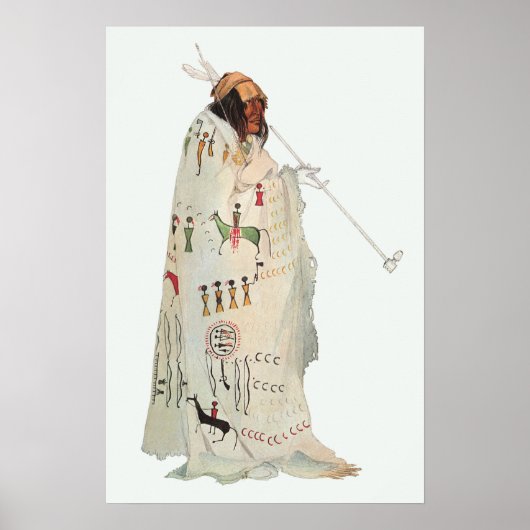 Indischer Krieger mit Pipe Portrait von Karl Bodme Poster (Vorne)