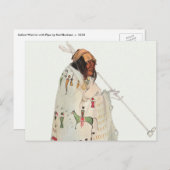 Indischer Krieger mit Pipe Portrait von Karl Bodme Postkarte (Vorne/Hinten)