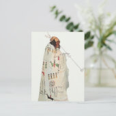 Indischer Krieger mit Pipe Portrait von Karl Bodme Postkarte (Stehend Vorderseite)