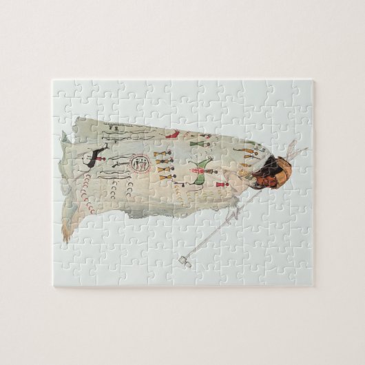 Indischer Krieger mit Pipe Portrait von Karl Bodme Puzzle (Horizontal)