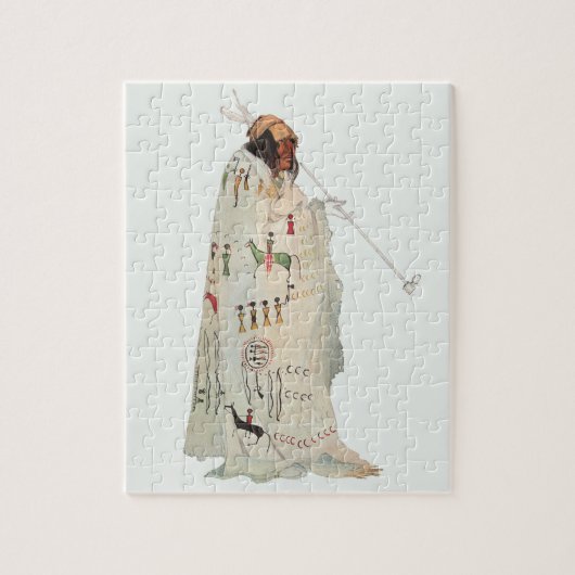 Indischer Krieger mit Pipe Portrait von Karl Bodme Puzzle (Vertikal)