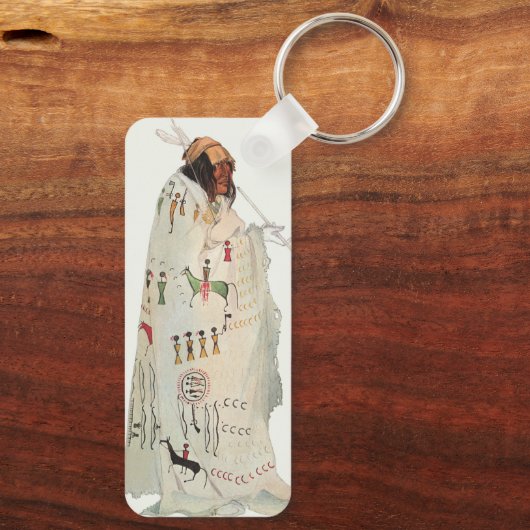 Indischer Krieger mit Pipe Portrait von Karl Bodme Schlüsselanhänger (Rückseite)