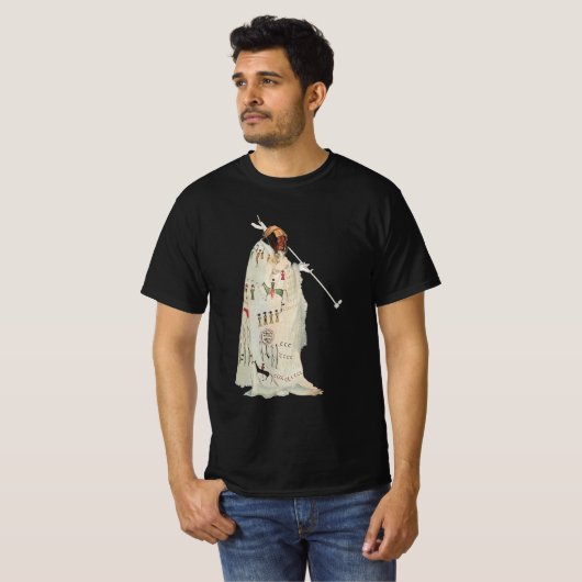 Indischer Krieger mit Pipe Portrait von Karl Bodme T-Shirt (Vorne ganz)