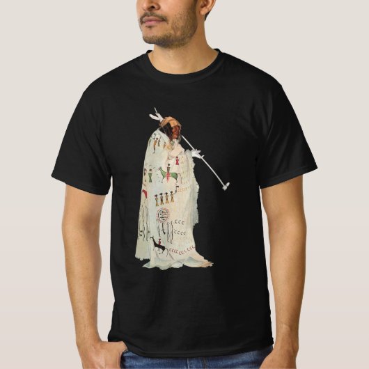 Indischer Krieger mit Pipe Portrait von Karl Bodme T-Shirt (Vorderseite)