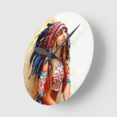 Indischer Krieger Runde Wanduhr (Winkel)