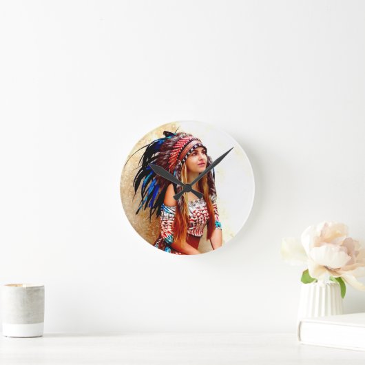 Indischer Krieger Runde Wanduhr (Zuhause)