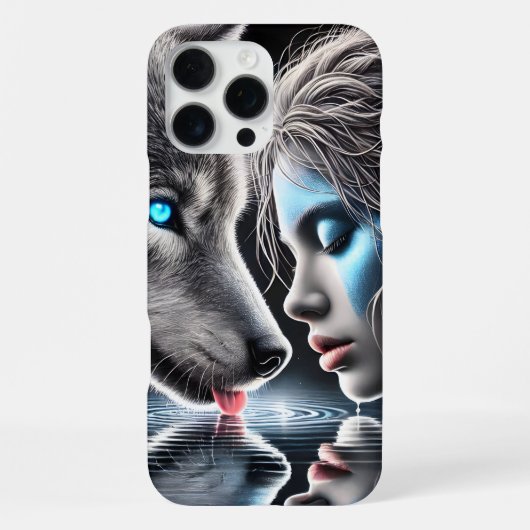 Indischer Krieger und Moonlit Wolf iPhone Hülle (Rückseite)