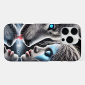 Indischer Krieger und Moonlit Wolf iPhone Hülle (Rückseite (Horizontal))