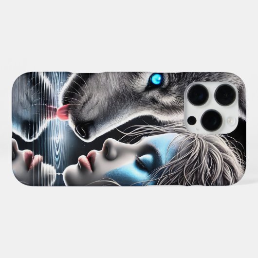 Indischer Krieger und Moonlit Wolf iPhone Hülle (Rückseite (Horizontal))