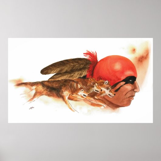 Indischer Krieger von Indianerin Wolf Clan Cheroke Poster (Vorne)