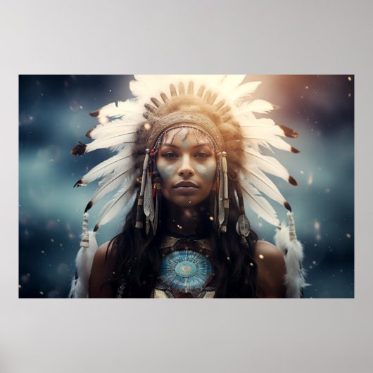 Indischer Kriegergeist Fantastische kosmische Kuns Poster (Vorne)