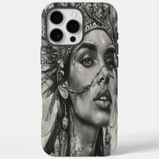 Indischer Kriegergeist mit Federn Case-Mate iPhone Hülle (Rückseite)