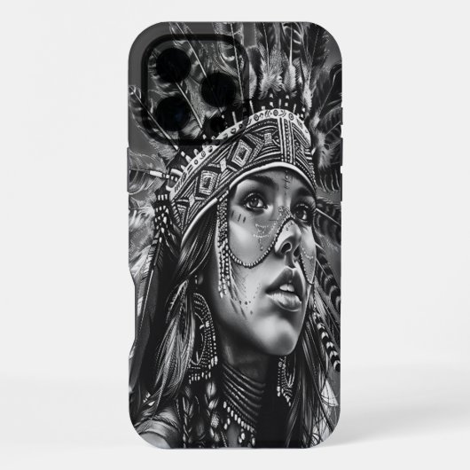 Indischer Kriegergeist mit Federn iPhone Hülle (Rückseite)