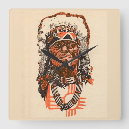 Indischer Leiter 1955 von Billy die Comicen des Quadratische Wanduhr (Vorderseite)