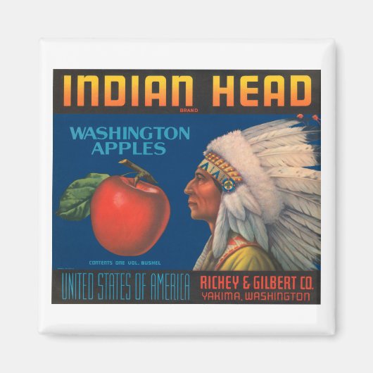 Indischer Leiter des Washington Apples Vintages Cr Magnet (Vorne)