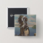 Indischer Leiter im Nordwesten in Full Regalia Button (Vorne & Hinten)