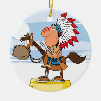 Indischer Leiter mit Gewehr auf Pferd Keramik Ornament