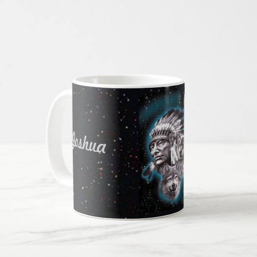 Indischer Leiter u. Wölfe Kaffeetasse (Vorderseite Links)