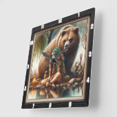 Indischer Mädchenbär Harmonie Quadratische Wanduhr (Winkel)