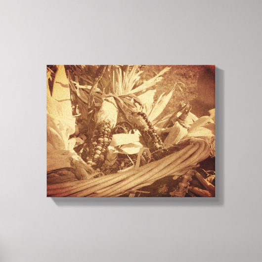 Indischer Mais in Basket Vintag Fall Leinwanddruck (Vorderseite)