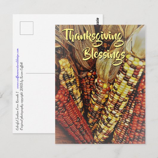 Indischer Mais Kernels Foto 2 Erntedank Postkarte (Vorne/Hinten)