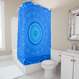 Indischer Mandala Blau Vorhang fürs Badezimmer
