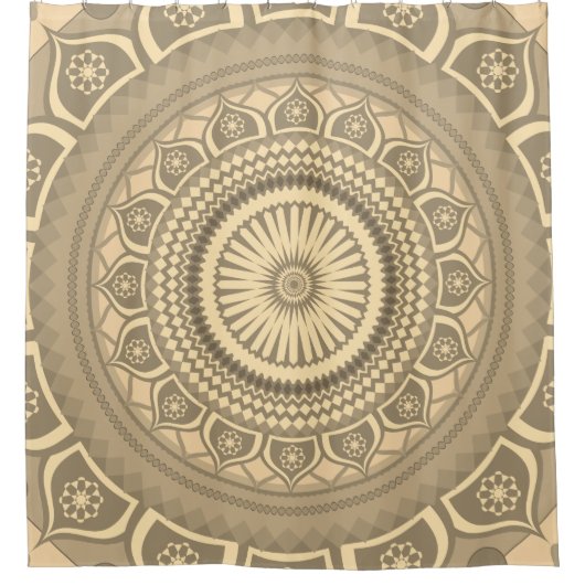 Indischer Mandala Orange in Sepia Duschvorhang (Vorderseite)