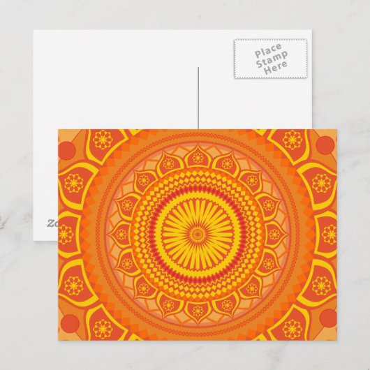 Indischer Mandala Orange Postkarte (Vorne/Hinten)