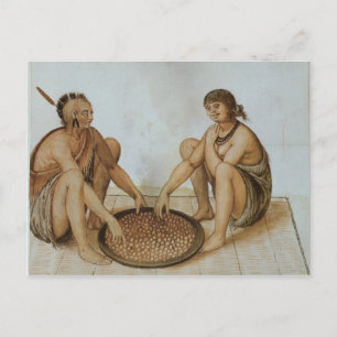 Indischer Mann und Frauen essen Postkarte