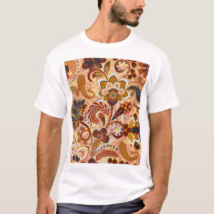 Indischer Paisley: Florale Vintage-Braun T-Shirt