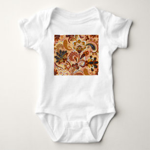 Indischer Paisley: Florales Vintage Braun Baby Strampler