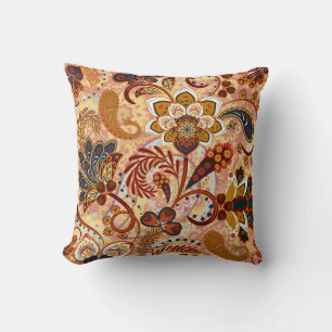 Indischer Paisley: Florales Vintage Braun Kissen