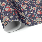 Indischer Paisley, Marinehintergrund, traditionell Geschenkpapier (Rolleneckpunkt)