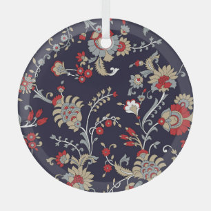 Indischer Paisley, Marinehintergrund, traditionell Ornament Aus Glas