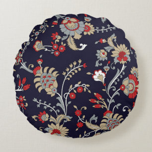 Indischer Paisley, Marinehintergrund, traditionell Rundes Kissen