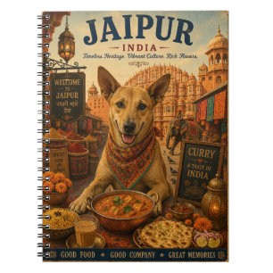 Indischer Pariah-Hund auf dem Jaipur-Markt Vintage Notizblock