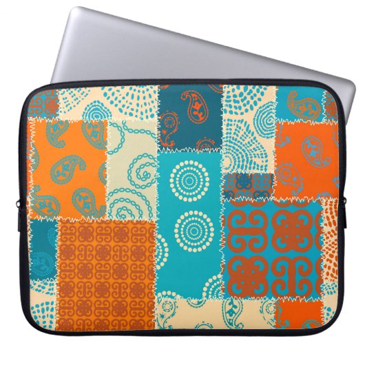 Indischer Patchwork, nahtloser vintage Hintergrund Laptopschutzhülle (Vorderseite)