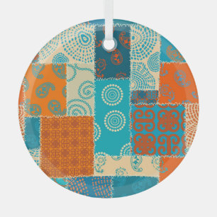 Indischer Patchwork, nahtloser vintage Hintergrund Ornament Aus Glas