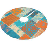 Indischer Patchwork, nahtloser vintage Hintergrund Polyester Weihnachtsbaumdecke (Schrägansicht)