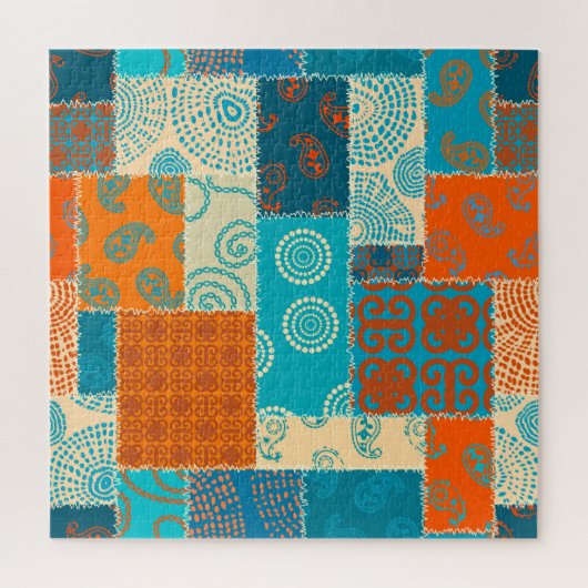 Indischer Patchwork, nahtloser vintage Hintergrund Puzzle (Vertikal)