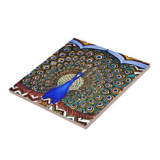 Indischer Pfau Fliese (Seite)