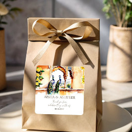 Indischer Pfau Pfau Jaipur Palast danke Ihnen fav Quadratischer Aufkleber