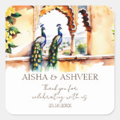 Indischer Pfau Pfau Jaipur Palast danke Ihnen fav Quadratischer Aufkleber (Vorderseite)