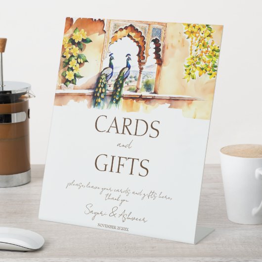 Indischer Pfau Pfau Jaipur Palast Geschenktisch Sockelschild (In Situ)