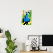 Indischer Pfau unter NarzissenBlume Poster (Heimbüro)