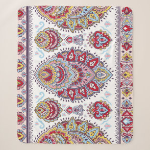 Indischer Pisley mit Blumen, ethnische Medaille. Sherpadecke