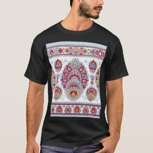Indischer Pisley mit Blumen, ethnische Medaille. T-Shirt