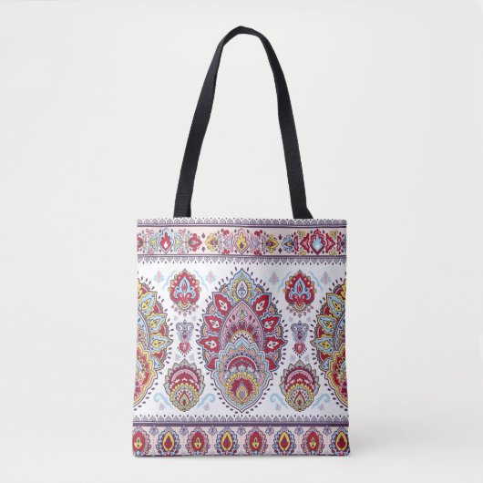 Indischer Pisley mit Blumen, ethnische Medaille. Tasche (Vorderseite)