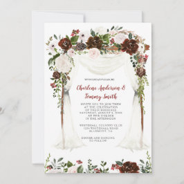 Indischer Red Boho Rustic Watercolor Floral Canopy Einladung